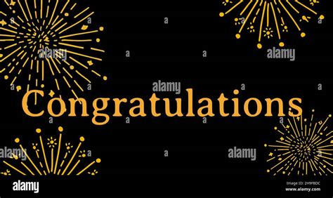 Vector Image Of Congratulations Text And Firework Pattern Against Black