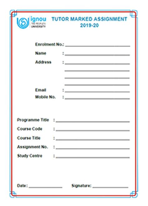 It is necessary read more. IGNOU ASSIGNMENT FRONT COVER PAGE [Readymade PDF Format ...