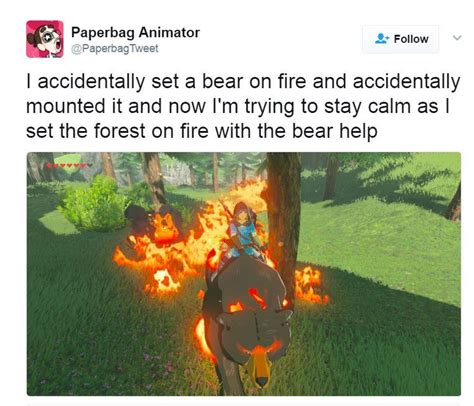 Breath of the wild like to detonate explosive barrels, burn platforms, burning the grass and other plants to damage enemies and so on. Zelda Breath Of The Wild How To Make Camp Fire