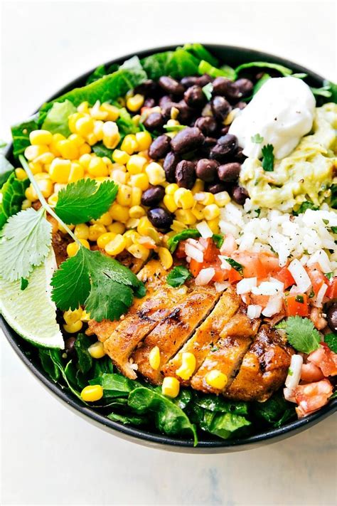 Pour into large bowl and stir in 1/2 cup (375ml) of the cheese, sour cream, green pepper, salsa, olives, jalapeno, and cilantro. Chicken Burrito Bowls (Meal Prep) - Chelsea's Messy Apron