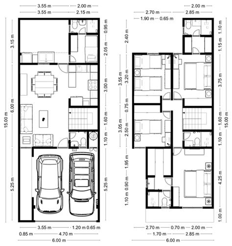 140m2 House Plan Narrow House Plans House Plans House Floor Design