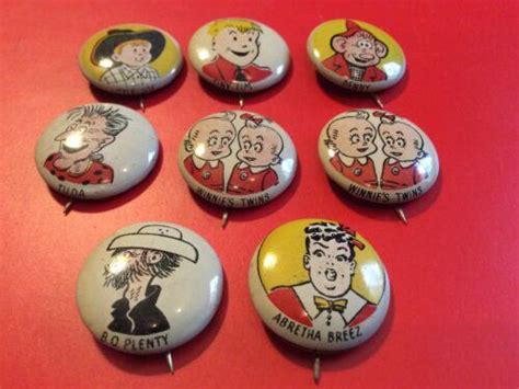 8 1940s Kelloggs Pep Cereal Comic Character Pins Excellent