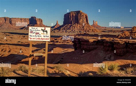 Famous John Wayne Point With Sign And Monument Valley Stock Photo Alamy
