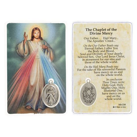 Laminated Divine Mercy Prayer Card With Medal The Catholic Company®