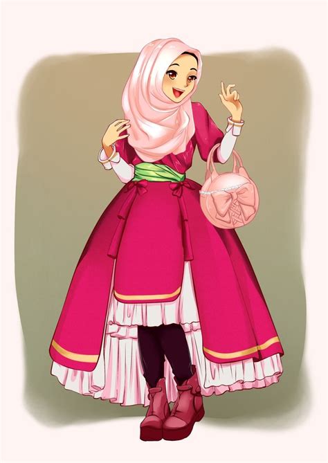 anime muslimah hijab cartoon girl cartoon