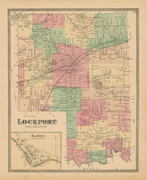 Lockport New York 1875 Map Replica Or Genuine Original Etsy