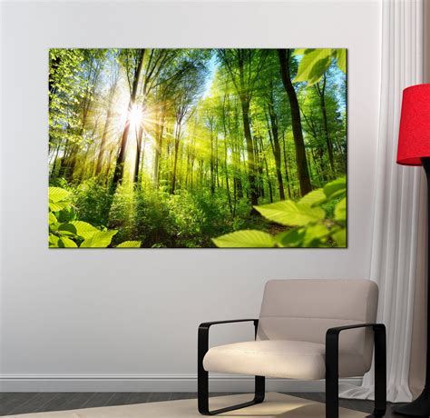 Summer Forest Tree Art Tree Canvas Print Green Forest Photoprint Multi