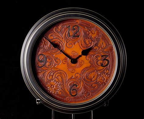 Custom Made Carved Leather Wall Clock By Clair Kehrberg Fine Leather