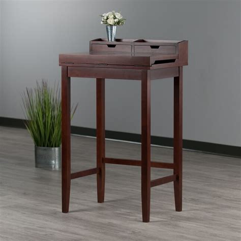 Winsome Wood Brighton 2795 In Brown Standing Desk Hutch Included At