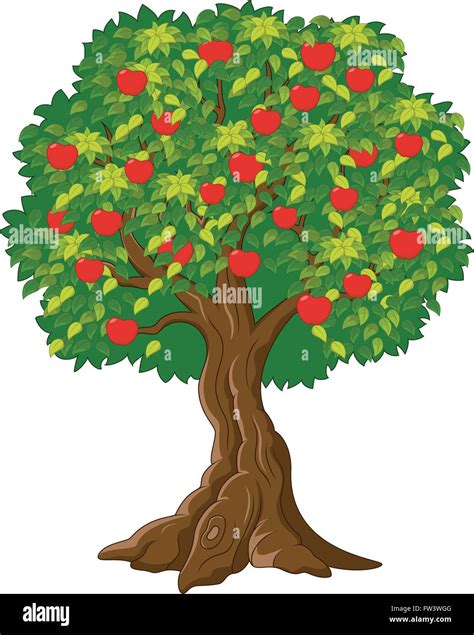 Manzana Verde árbol Lleno De Manzanas Rojas Aisladas Imagen Vector De