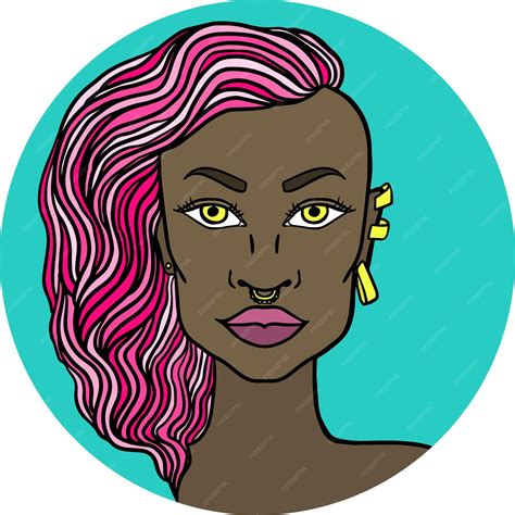 Premium Vector Hand Drawn Doodle Girl With Pink Hair