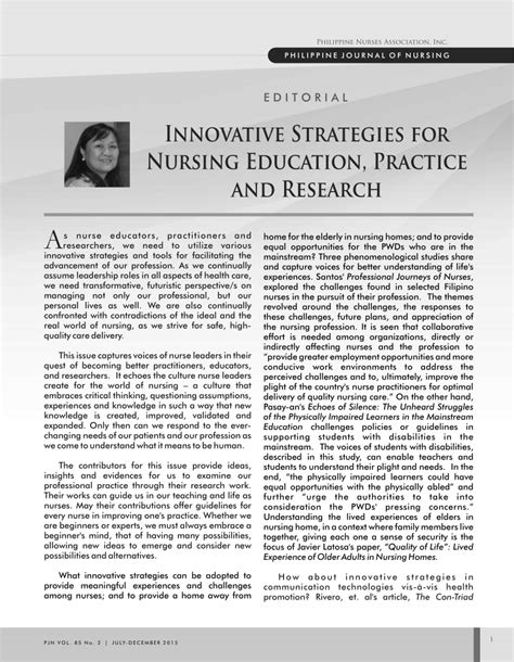Pdf Innovative Strategies For Nursing Education Practice And Research