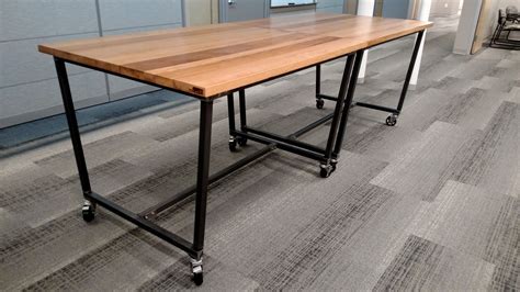 Our classic, timeless textiles are available through partner programs with many furniture manufacturers. Custom Reclaimed Oak High-Top Work Table W/ Casters by re.dwell | CustomMade.com