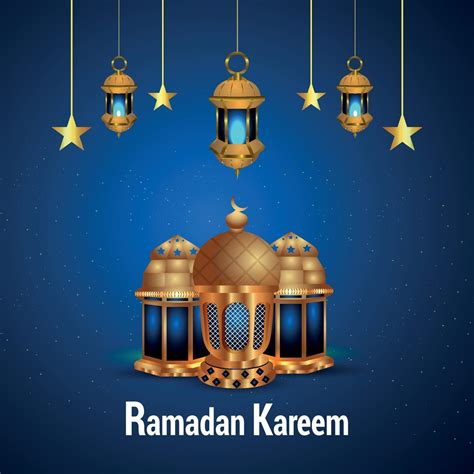 Ramadan Kareem Golden Lantern And Background 2153144 Vector Art At Vecteezy