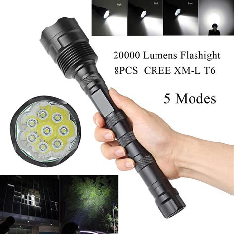Buy Super Led Flashlight 20000 Lumens Super Brightness Torch 8x Xm L T6
