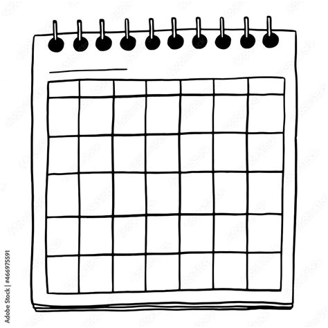 Vecteur Stock Wall Calendar Blank Template In Doodle Style Clip Art