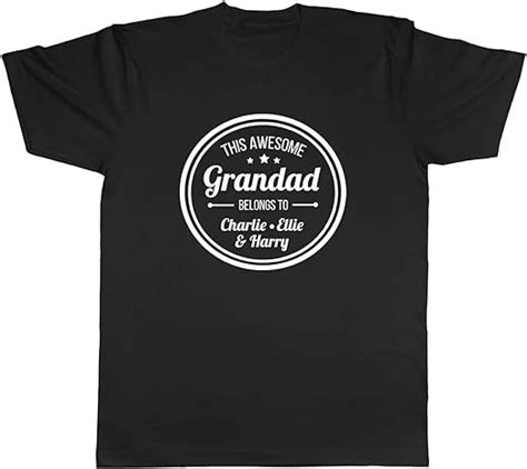 Shopat Personalised This Awesome Grandad Belongs To T Shirt Amazon