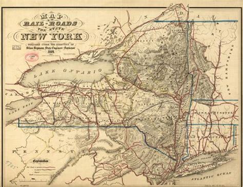 Historic Map Of New York Railroad Map 1857 New York City Map City