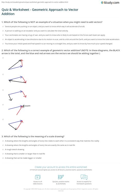 Quiz & Worksheet - Geometric Approach to Vector Addition | Study.com