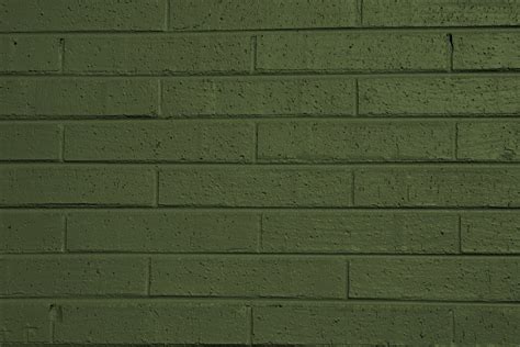 Olive Green Painted Brick Wall Texture Picture Free Photograph