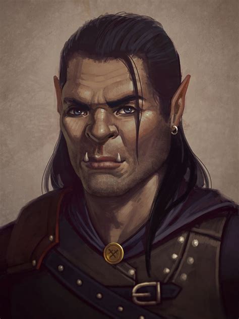 Image Result For Half Orc Character Art Npc Portrait Orc Rogue