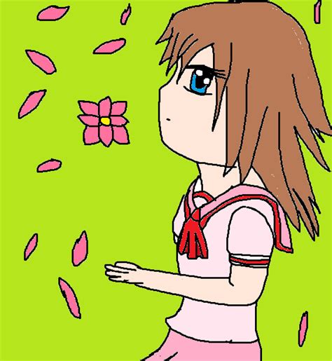 Anime Girl Cherry Blossoms Falling By Tigergirl44 On