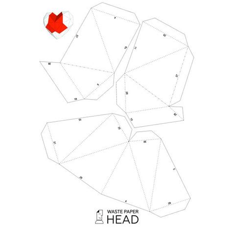 32 - papercraft HEART - printable digital template | cajas ...
