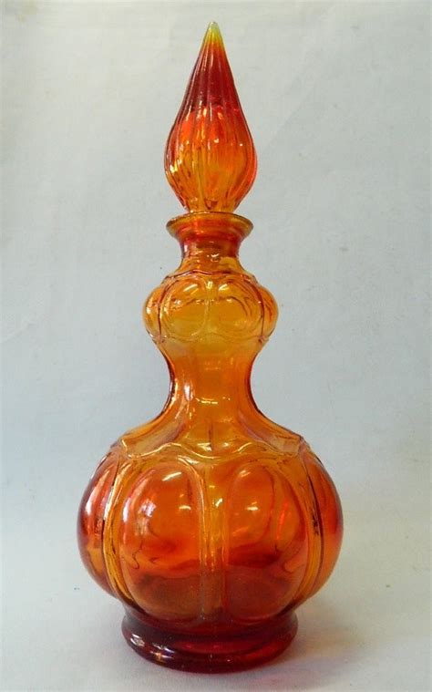 Rare True Orange Glass Genie Bottle Retro Ca1970s Italy Jeanie Ebay