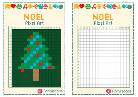 Feuille de pixels à imprimer : Pixel Art Noël : Sapin de Noël