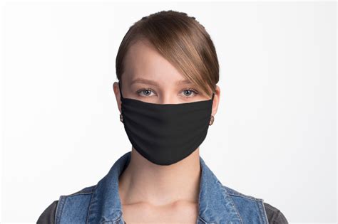 Set Of 5 Black Reusable Barrier Masks 5 X Face Mask Bbs02 2 Layers