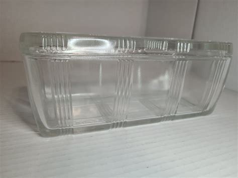 Vintage Hazel Atlas Glass Refrigerator Container Dish With Lid Criss