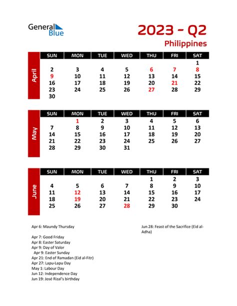 Philippines Calendars With Holidays