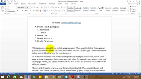 Ms Word How To Delete Text Chapter 2 Youtube Riset