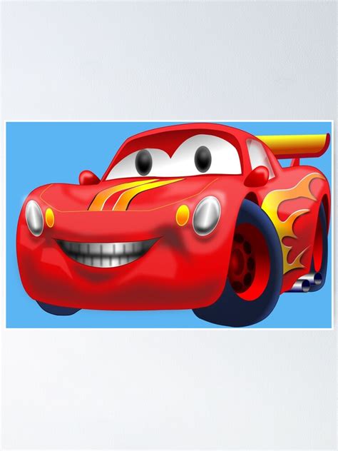 Red Racing Car In Cartoon Style For Kids Poster For Sale By