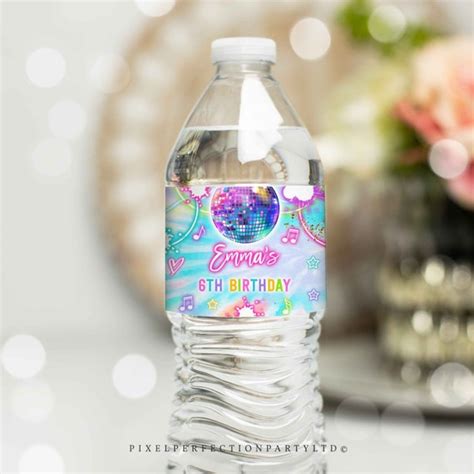 Editable Dance Birthday Party Water Bottle Label Wraps Tie Dye Dance