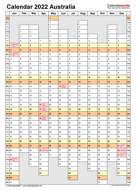 Free printable calendars and planners 2020, 2021, 2022 source via : Australia Calendar 2022 - Free Printable PDF templates