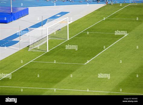 Football Pitch Soccer Field With Goal Area Stock Photo Alamy