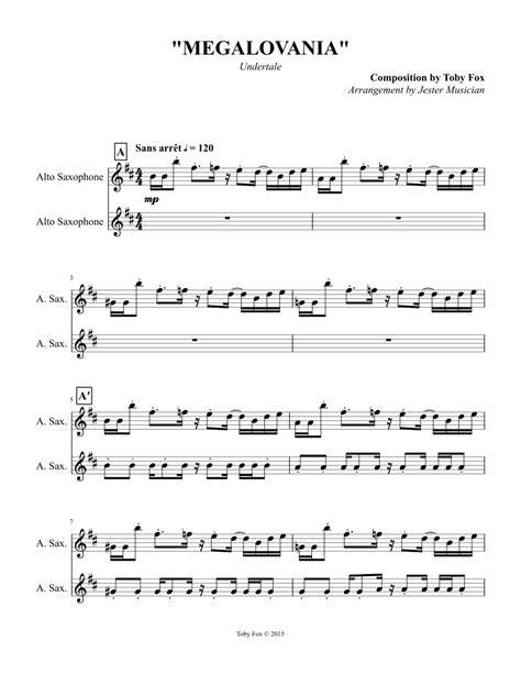 Meglovania Undertale Alto Saxophone Sheet Music For Alto Saxophone