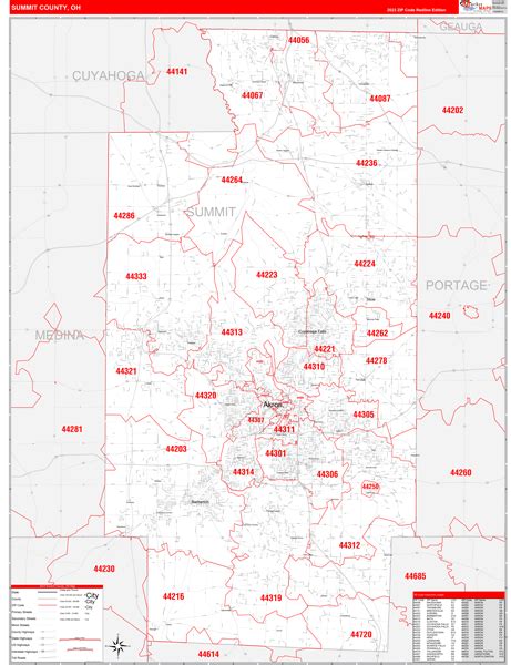 Summit County Oh Zip Code Maps Red Line