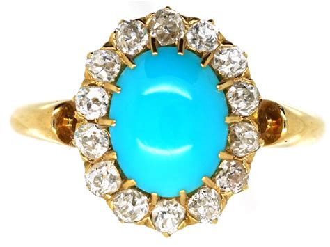 Edwardian 18ct Gold Turquoise Diamond Ring The Antique Jewellery