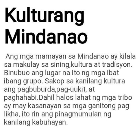 Mga Tradisyon Ng Mga Mindanao People Brainly Ph