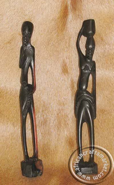 African Hand Carved Wooden Statue Stick Figures Made In Kenya