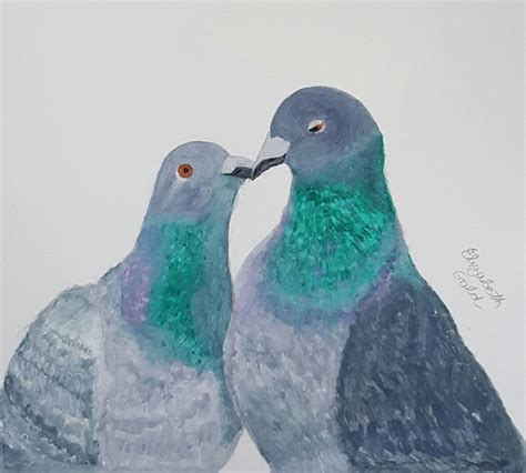 Pigeons In Love Original Watercolor Painting Pigeon Art Etsy