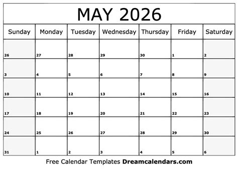 May 2026 Calendar Free Blank Printable With Holidays