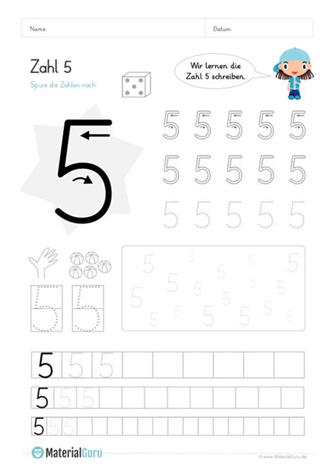 Die verwendung von ziffern gilt in der regel als schlechter stil. Zahl 5 schreiben lernen - MaterialGuru