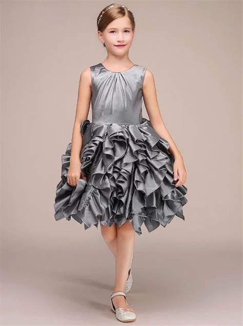 Silver Girls Party Dressruffled Short Special Occasion Dress For Teen