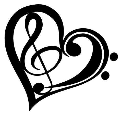 Bass Treble Clef Heart Vinyl Decal Sticker Car Window Wall Bumper Love