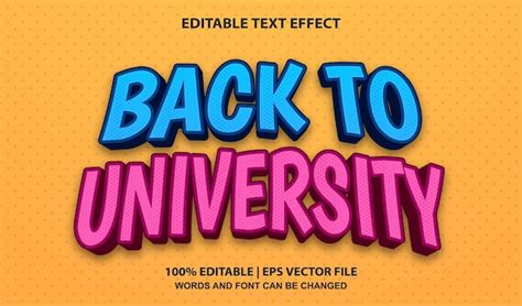 Premium Vector Back To University Editable Text Effect Style Vector