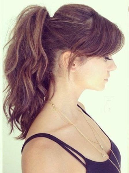 There are several ponytail styles you can do that are simple and fast. Gorgeous High Ponytail with Side Swept Bangs 2016 | High ...