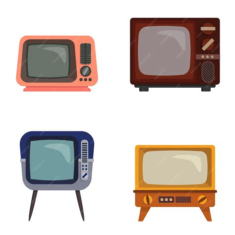 Premium Vector Set Of Different Retro Televisions Old Tvs In Cartoon